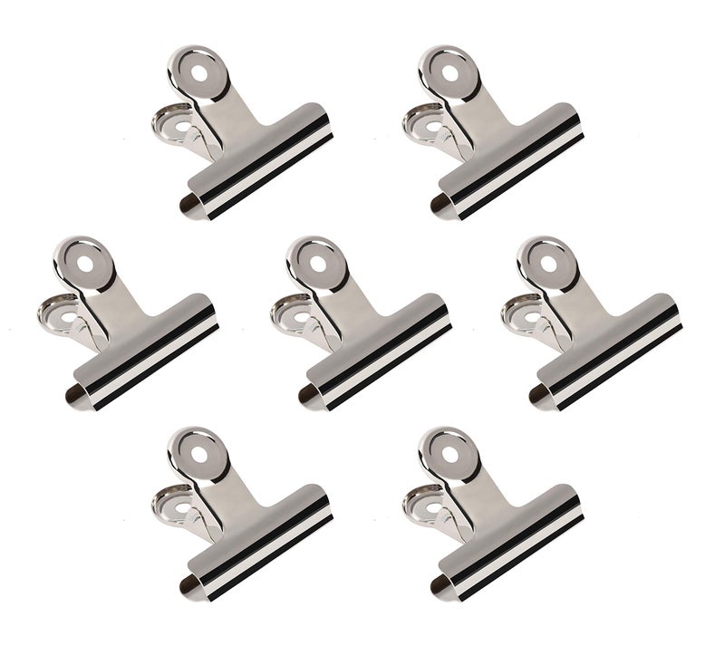 20 Pack 2 Inch Polished Steel Clips, Metal Bulldog Binder Clips, Large Hinge Paper Clips Clamps for Food Bags, Pictures Photos, Art Crafts, Home Office Supply (Silver)